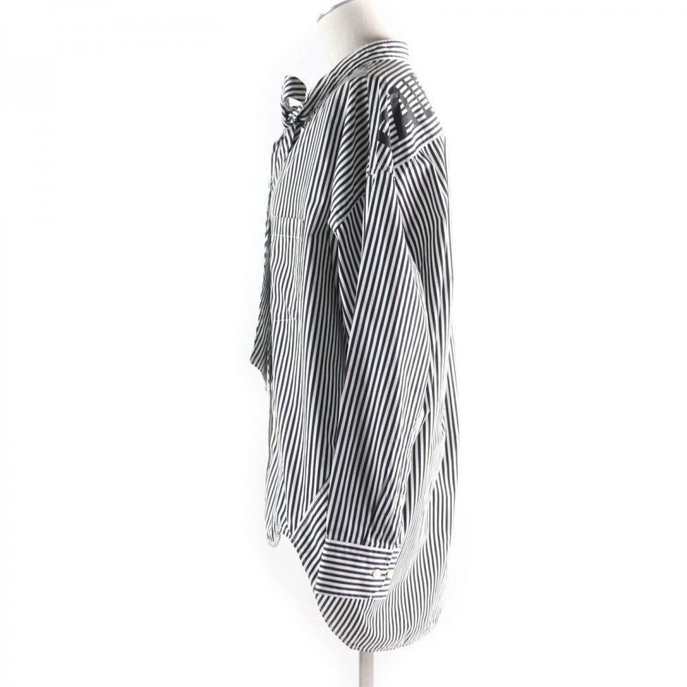BALENCIAGA Long sleeve shirt 520497 Main: 100% cotton Black White News Wing Women 34 Used Authentic