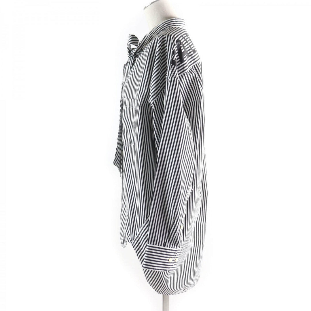 BALENCIAGA Long sleeve shirt 520497 Main: 100% cotton Black White News Wing Women 34 Used Authentic