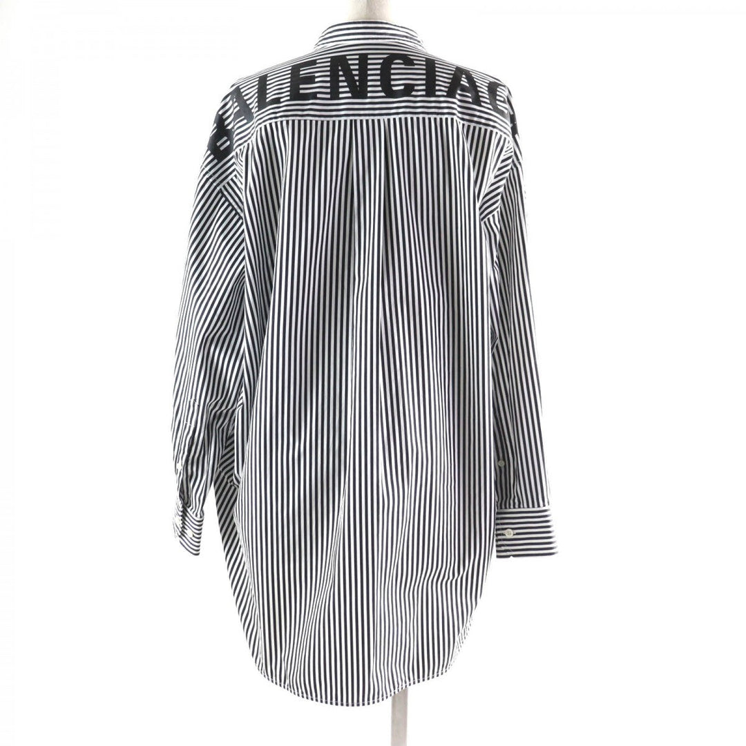 BALENCIAGA Long sleeve shirt 520497 Main: 100% cotton Black White News Wing Women 34 Used Authentic