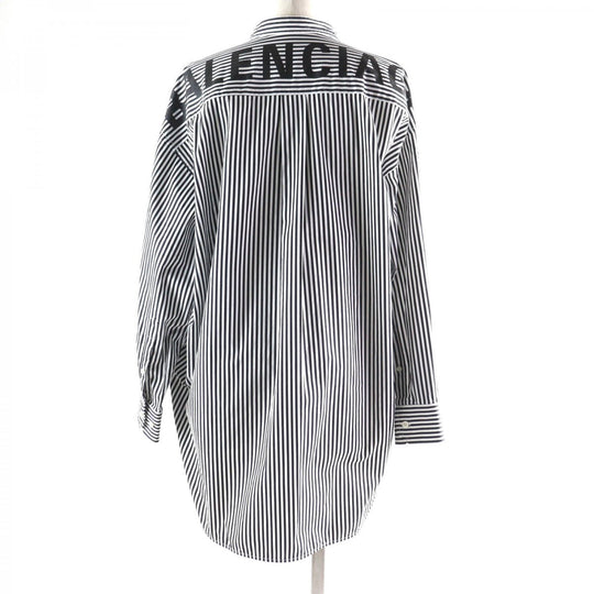 BALENCIAGA Long sleeve shirt 520497 Main: 100% cotton Black White News Wing Women 34 Used Authentic
