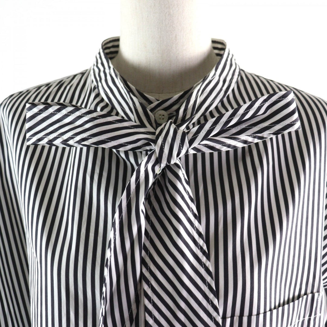 BALENCIAGA Long sleeve shirt 520497 Main: 100% cotton Black White News Wing Women 34 Used Authentic