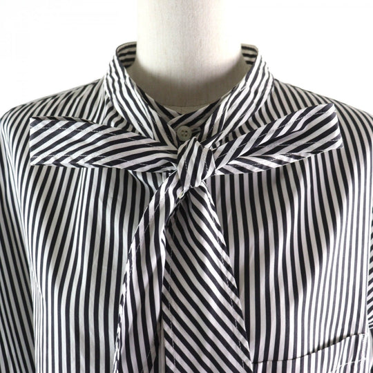 BALENCIAGA Long sleeve shirt 520497 Main: 100% cotton Black White News Wing Women 34 Used Authentic