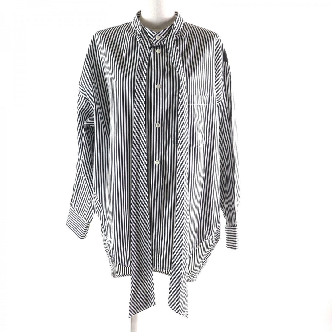 BALENCIAGA Long sleeve shirt 520497 Main: 100% cotton Black White News Wing Women 34 Used Authentic