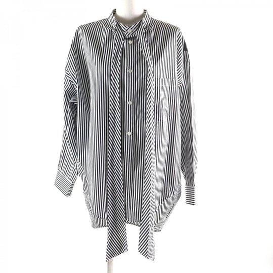 BALENCIAGA Long sleeve shirt 520497 Main: 100% cotton Black White News Wing Women 34 Used Authentic
