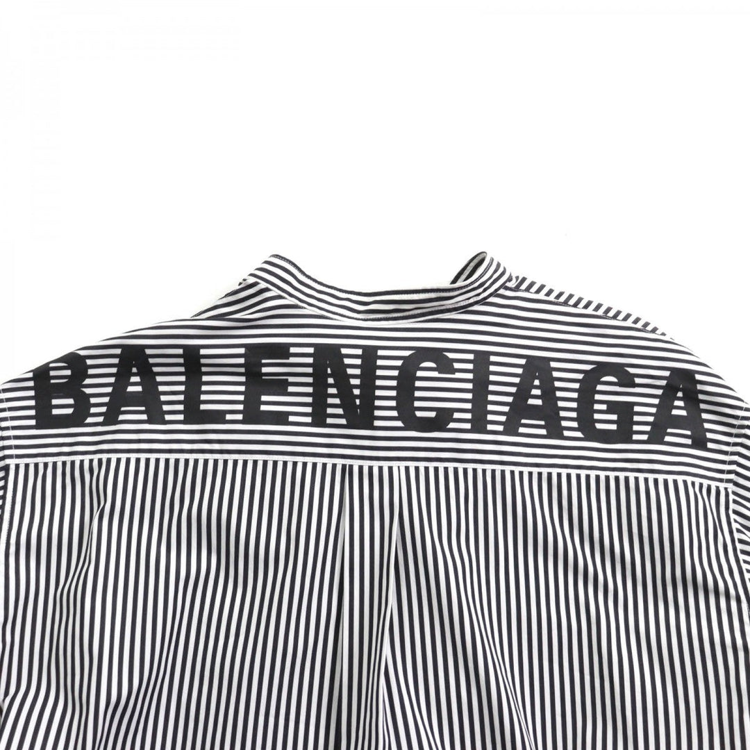 BALENCIAGA Long sleeve shirt 520497 Main: 100% cotton Black White News Wing Women 34 Used Authentic