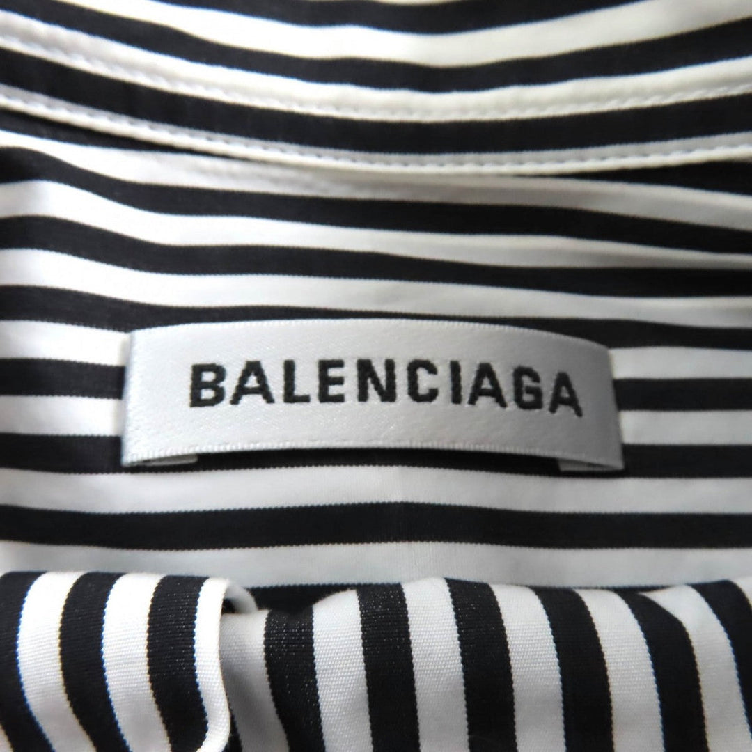 BALENCIAGA Long sleeve shirt 520497 Main: 100% cotton Black White News Wing Women 34 Used Authentic