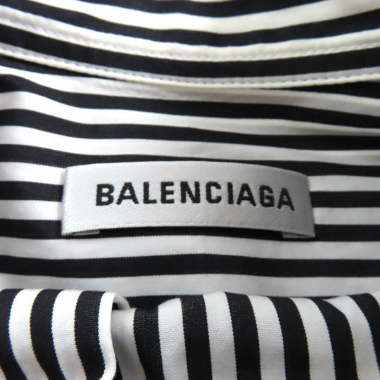 BALENCIAGA Long sleeve shirt 520497 Main: 100% cotton Black White News Wing Women 34 Used Authentic