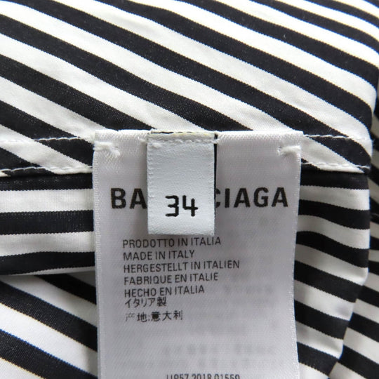 BALENCIAGA Long sleeve shirt 520497 Main: 100% cotton Black White News Wing Women 34 Used Authentic