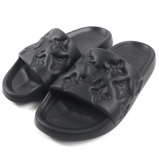 LOUIS VUITTON Sandals 1A9FKI rubber black Waterfront Line Monogram 7