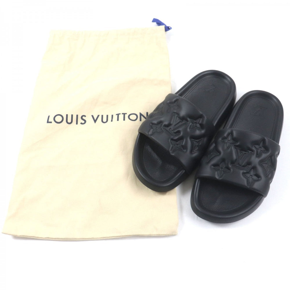 LOUIS VUITTON Sandals 1A9FKI rubber black Waterfront Line Monogram 7