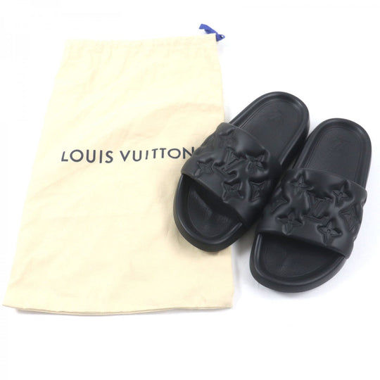 LOUIS VUITTON Sandals 1A9FKI rubber black Waterfront Line Monogram 7