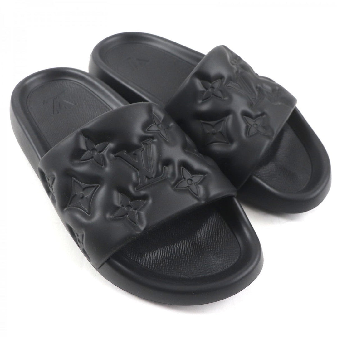 LOUIS VUITTON Sandals 1A9FKI rubber black Waterfront Line Monogram 7