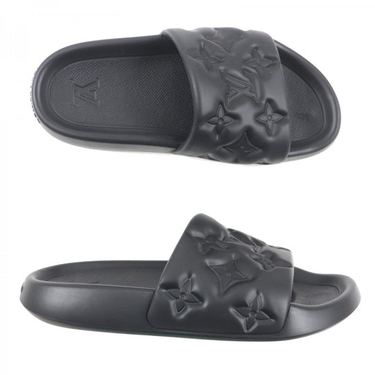 LOUIS VUITTON Sandals 1A9FKI rubber black Waterfront Line Monogram 7