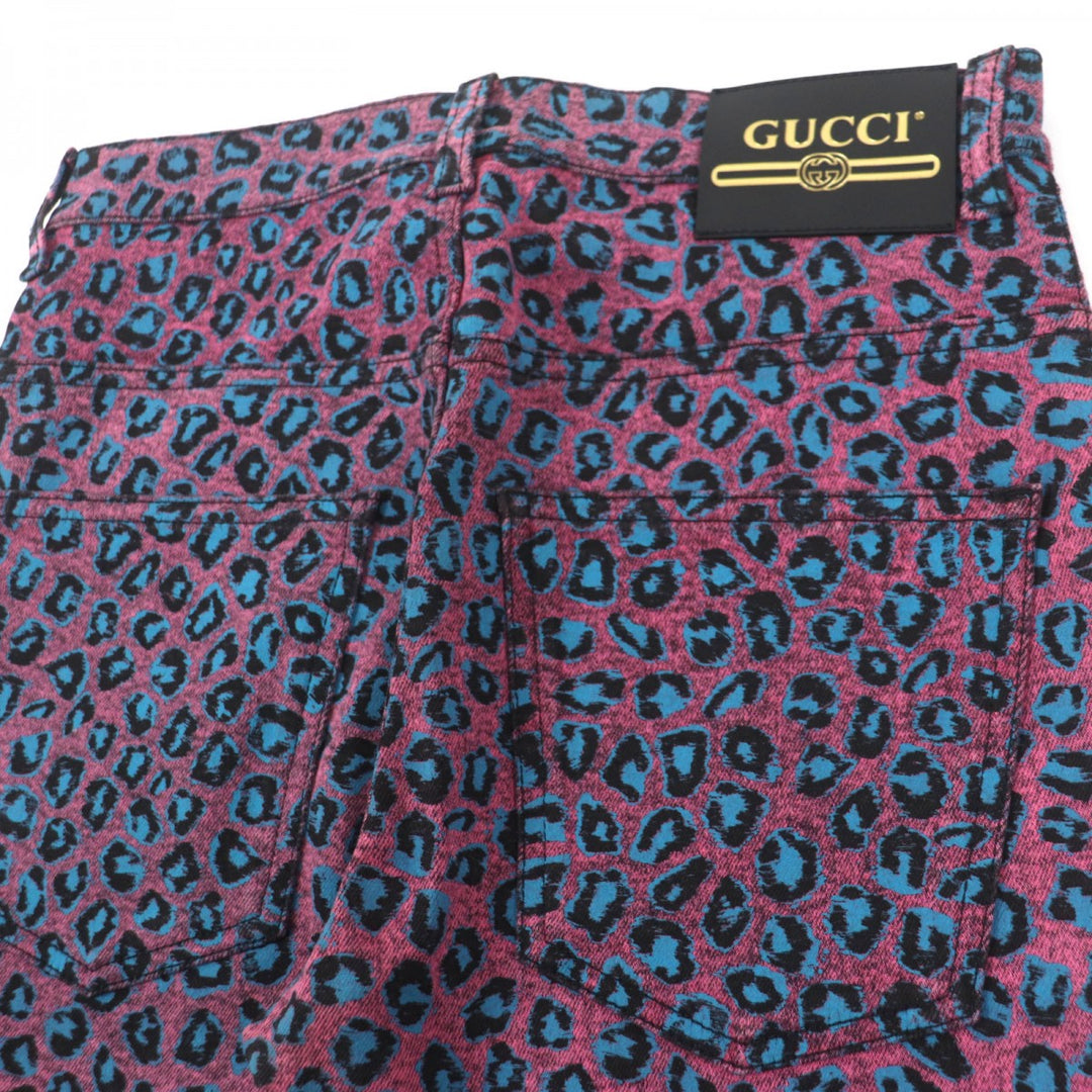GUCCI skinny pants 548271 Main: 98% cotton, Main: 2% polyurethane, Part: Cowhide Pink blue mens 28 Used Authentic