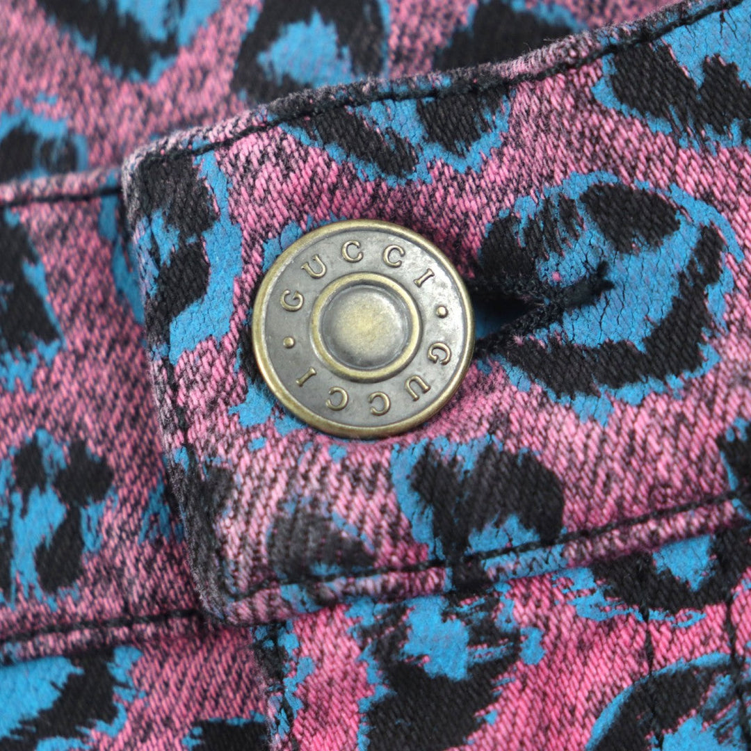 GUCCI skinny pants 548271 Main: 98% cotton, Main: 2% polyurethane, Part: Cowhide Pink blue mens 28 Used Authentic