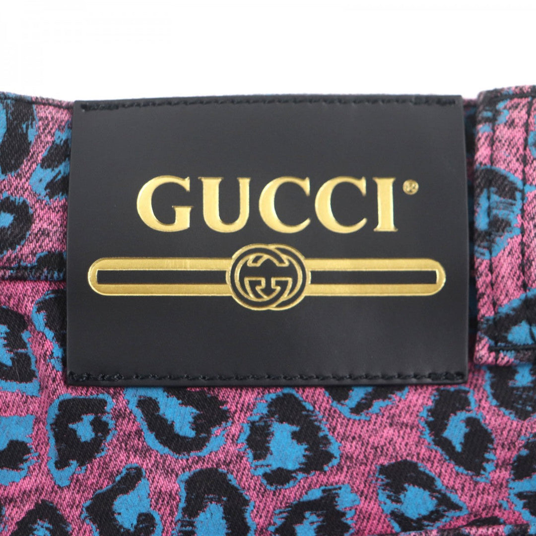GUCCI skinny pants 548271 Main: 98% cotton, Main: 2% polyurethane, Part: Cowhide Pink blue mens 28 Used Authentic