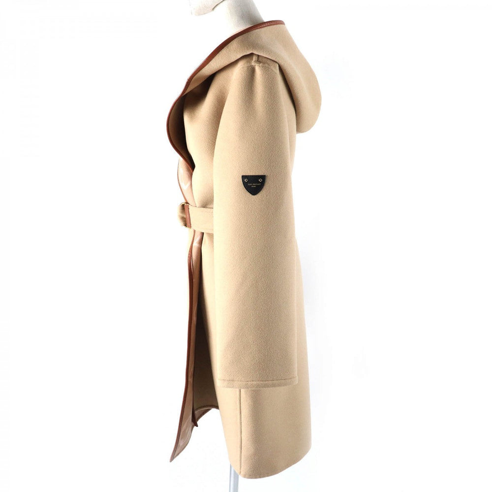 LOUIS VUITTON coat Outer: 99% wool, Outer: 1% silk, Lining: 53% rayon, Lining: 47% cupra, Leather part: sheepskin beige Women 38 Used Authentic