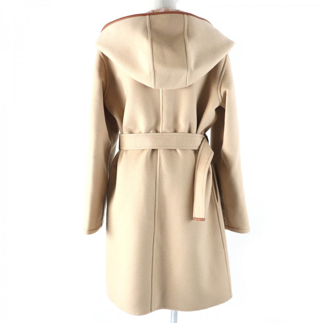 LOUIS VUITTON coat Outer: 99% wool, Outer: 1% silk, Lining: 53% rayon, Lining: 47% cupra, Leather part: sheepskin beige Women 38 Used Authentic