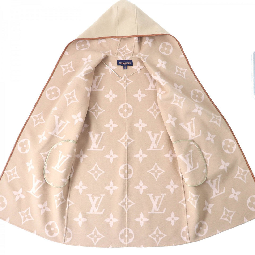 LOUIS VUITTON coat Outer: 99% wool, Outer: 1% silk, Lining: 53% rayon, Lining: 47% cupra, Leather part: sheepskin beige Women 38 Used Authentic