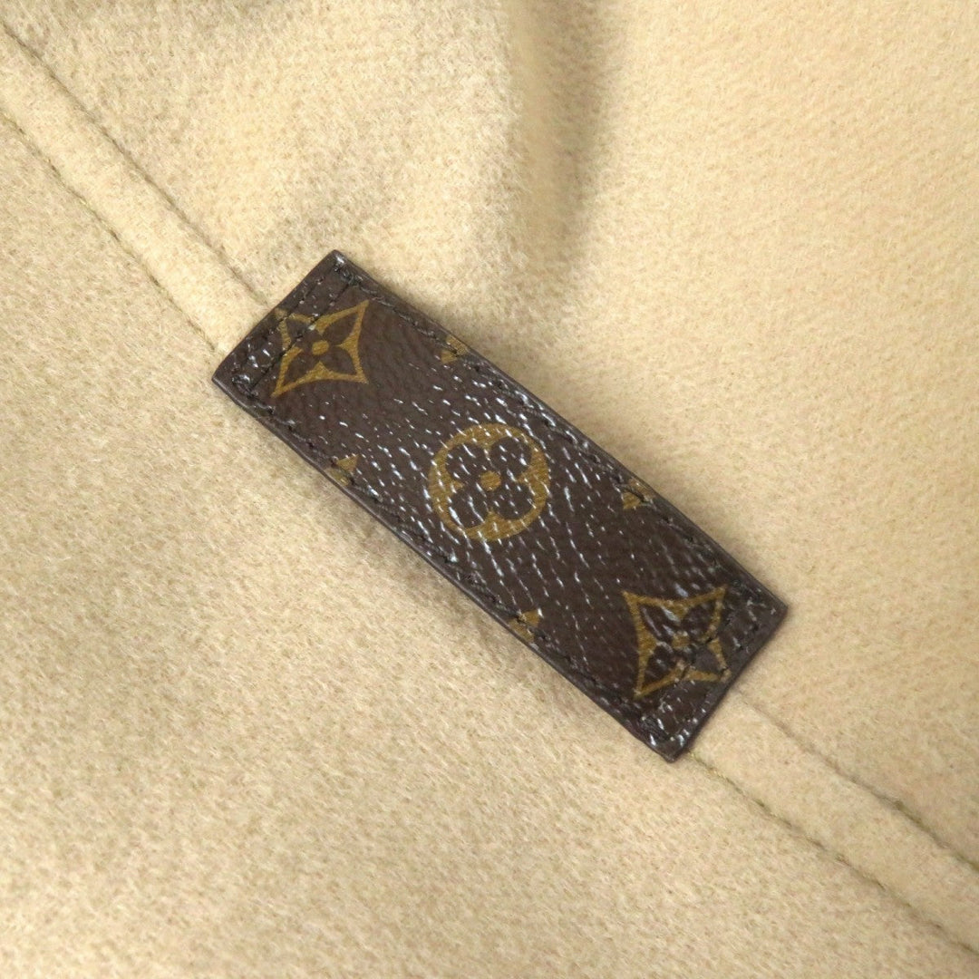 LOUIS VUITTON coat Outer: 99% wool, Outer: 1% silk, Lining: 53% rayon, Lining: 47% cupra, Leather part: sheepskin beige Women 38 Used Authentic