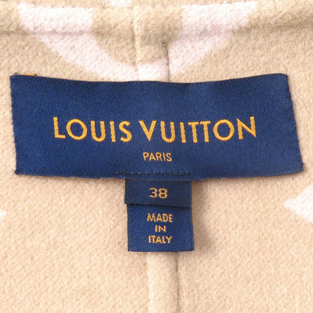 LOUIS VUITTON coat Outer: 99% wool, Outer: 1% silk, Lining: 53% rayon, Lining: 47% cupra, Leather part: sheepskin beige Women 38 Used Authentic