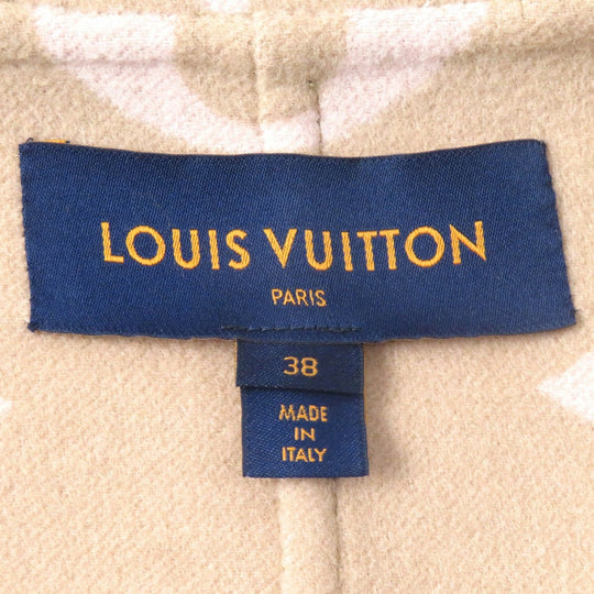 LOUIS VUITTON coat Outer: 99% wool, Outer: 1% silk, Lining: 53% rayon, Lining: 47% cupra, Leather part: sheepskin beige Women 38 Used Authentic
