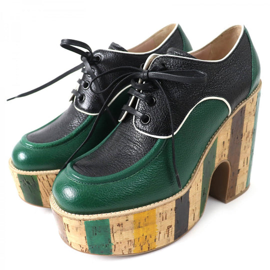 MIUMIU Leather shoes Main: Leather Green black Women 37.5 Used Authentic