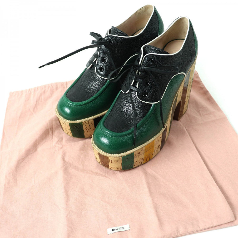 MIUMIU Leather shoes Main: Leather Green black Women 37.5 Used Authentic