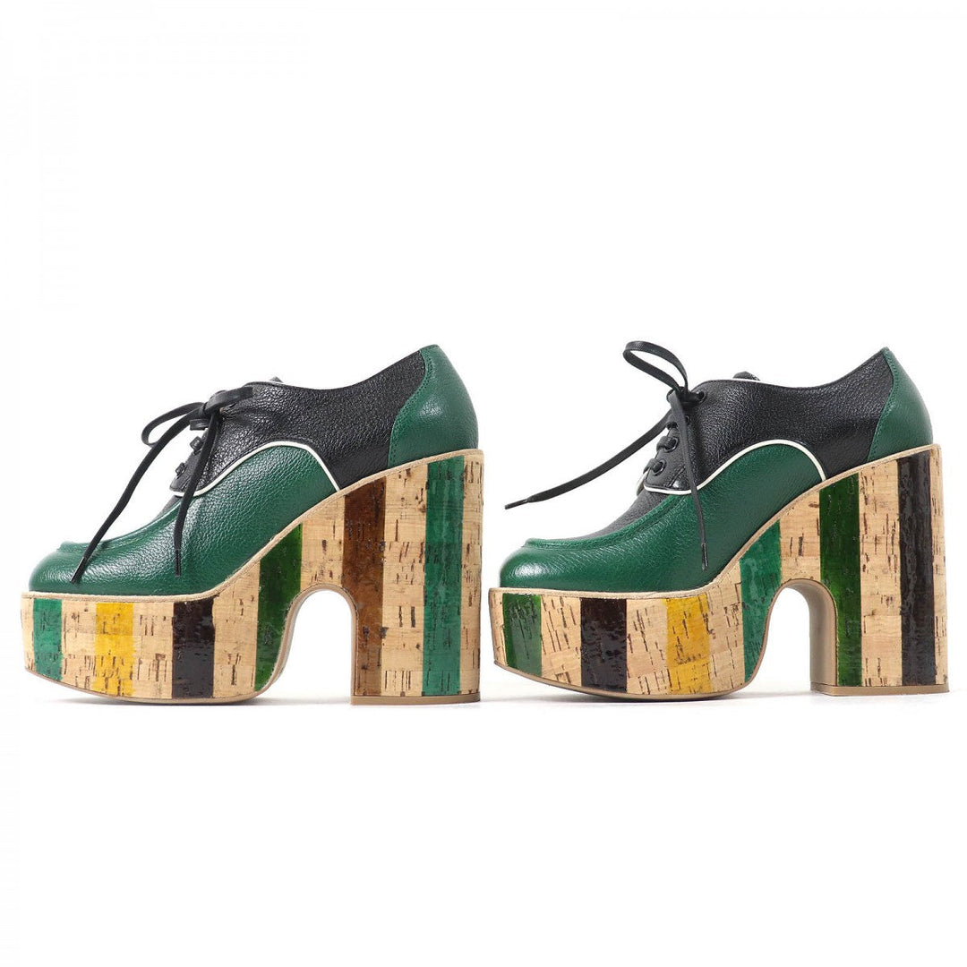 MIUMIU Leather shoes Main: Leather Green black Women 37.5 Used Authentic