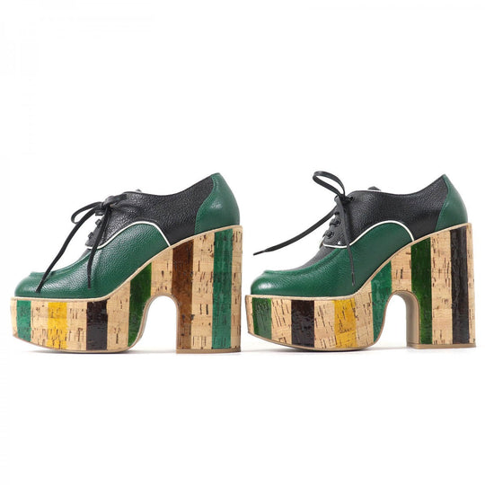 MIUMIU Leather shoes Main: Leather Green black Women 37.5 Used Authentic
