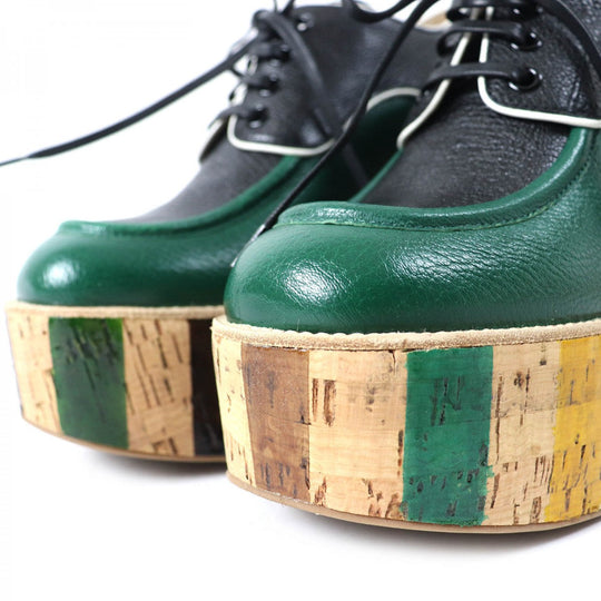 MIUMIU Leather shoes Main: Leather Green black Women 37.5 Used Authentic