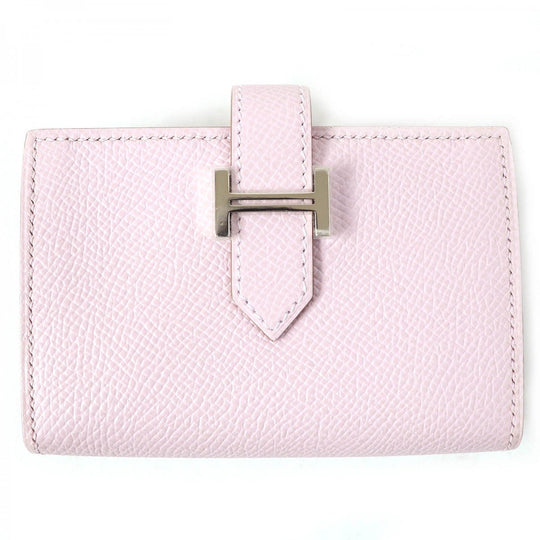 HERMES Bifold Wallet Main�FEpsom mauve pail Bearn Mini Women Used Authentic