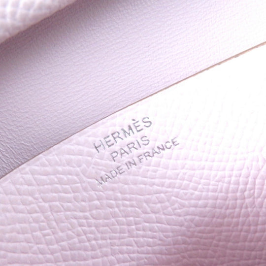 HERMES Bifold Wallet Main�FEpsom mauve pail Bearn Mini Women Used Authentic