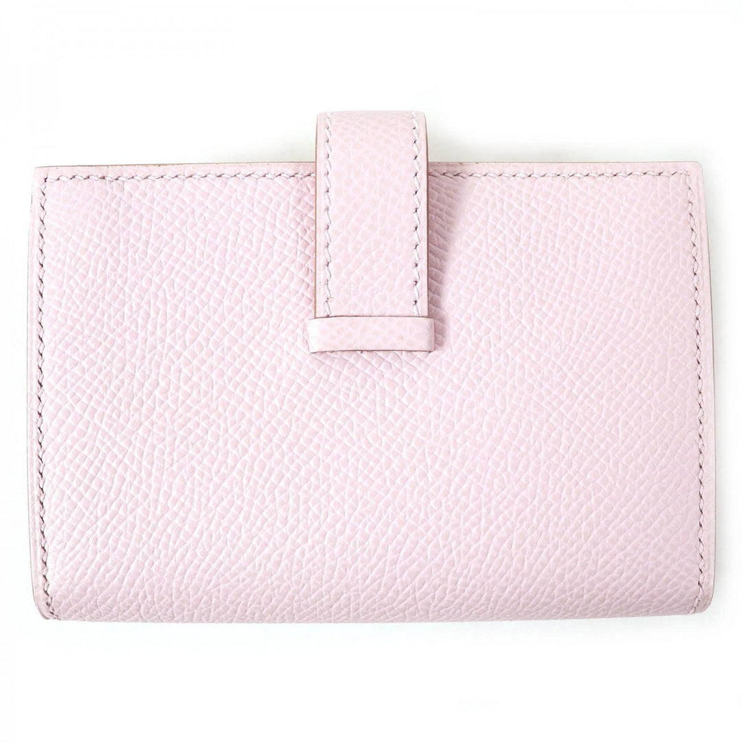 HERMES Bifold Wallet Main�FEpsom mauve pail Bearn Mini Women Used Authentic
