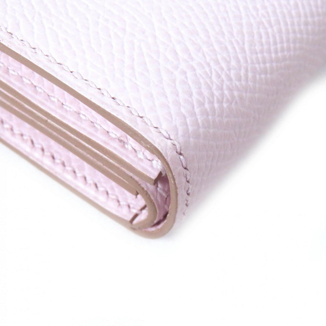 HERMES Bifold Wallet Main�FEpsom mauve pail Bearn Mini Women Used Authentic