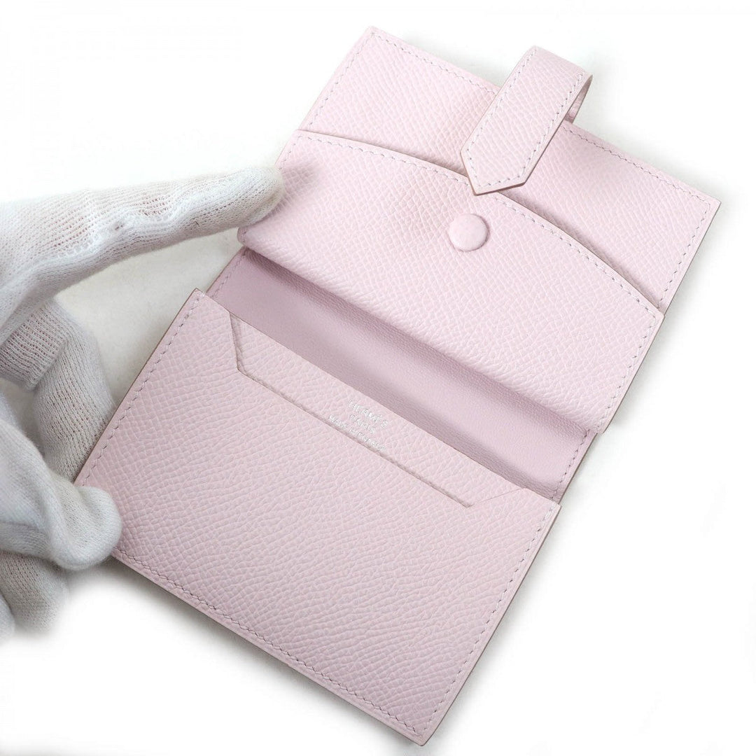 HERMES Bifold Wallet Main�FEpsom mauve pail Bearn Mini Women Used Authentic