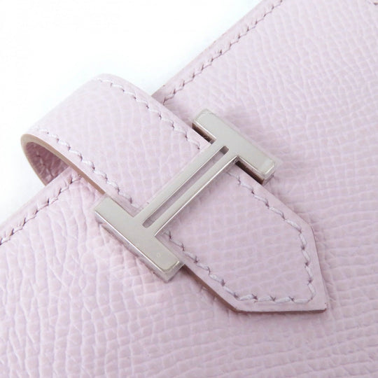 HERMES Bifold Wallet Main�FEpsom mauve pail Bearn Mini Women Used Authentic