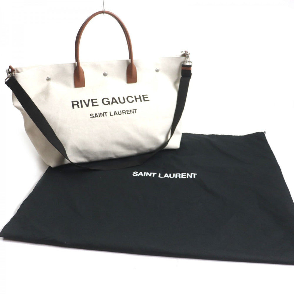 SAINT LAURENT PARIS Tote Bag 685543 Main: Canvas, Main: Leather Beige brown mens Used Authentic