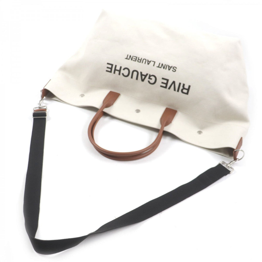 SAINT LAURENT PARIS Tote Bag 685543 Main: Canvas, Main: Leather Beige brown mens Used Authentic
