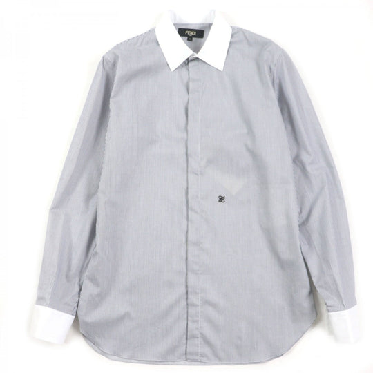 FENDI Long sleeve shirt FS1003 Main: 100% cotton Black White mens 41 Used Authentic