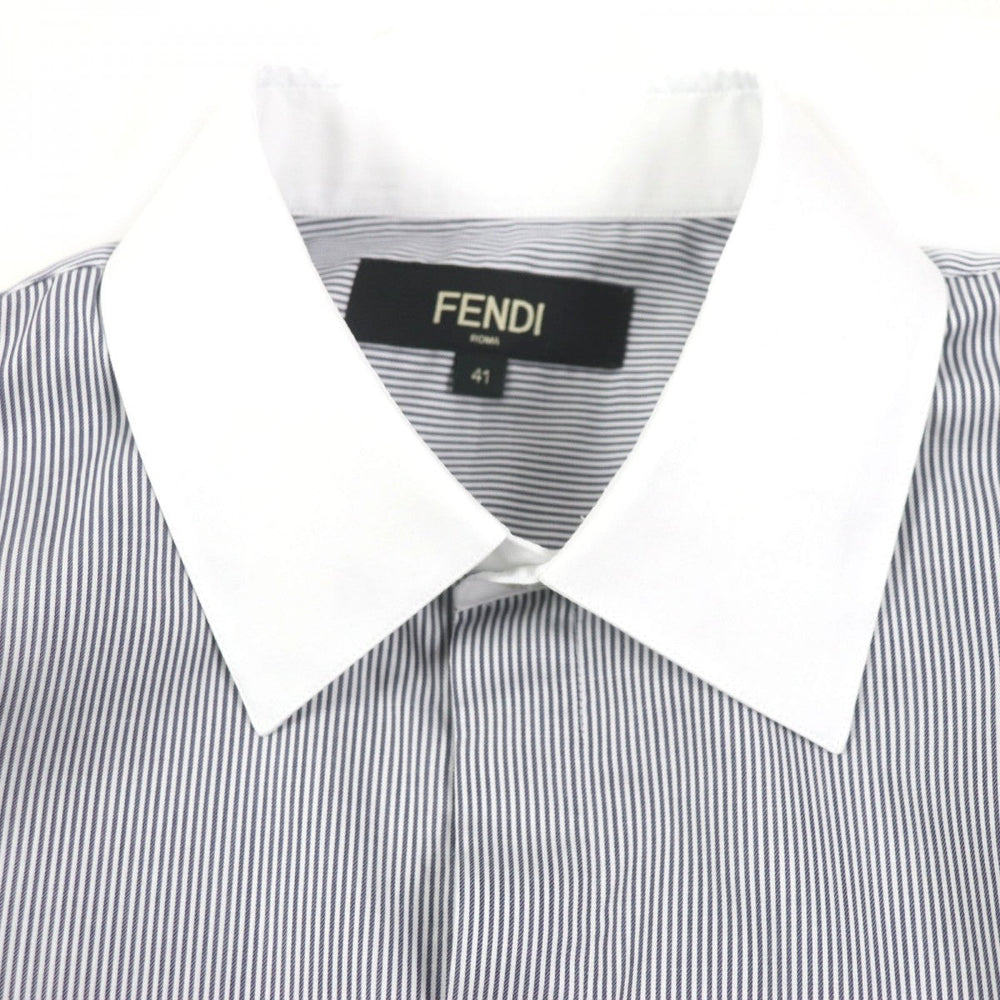 FENDI Long sleeve shirt FS1003 Main: 100% cotton Black White mens 41 Used Authentic