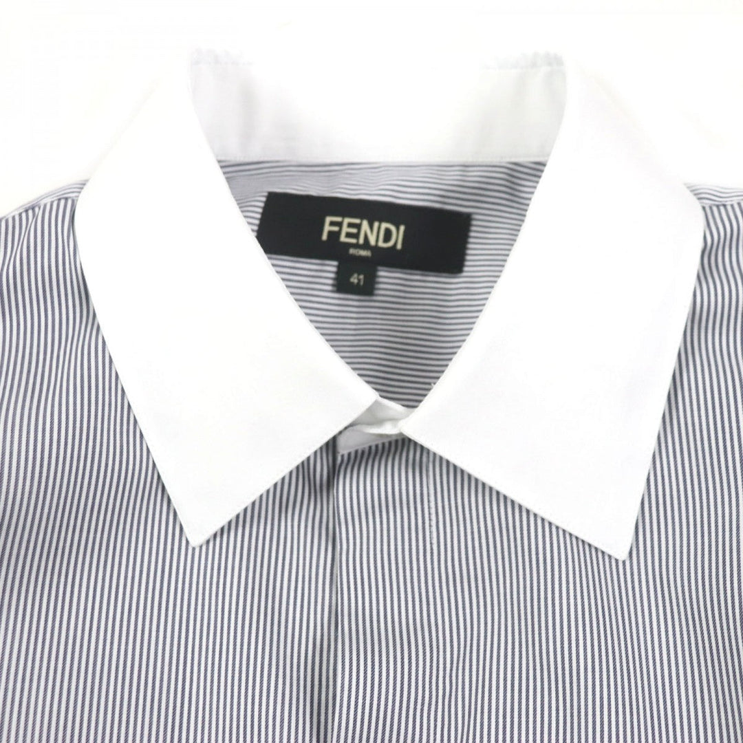 FENDI Long sleeve shirt FS1003 Main: 100% cotton Black White mens 41 Used Authentic