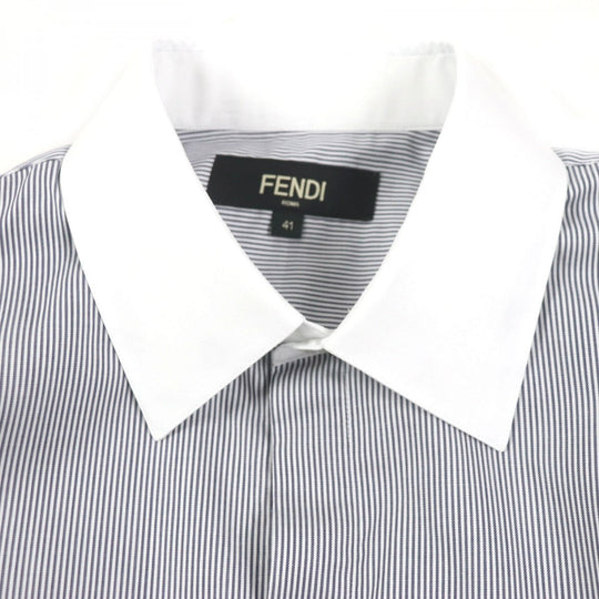 FENDI Long sleeve shirt FS1003 Main: 100% cotton Black White mens 41 Used Authentic