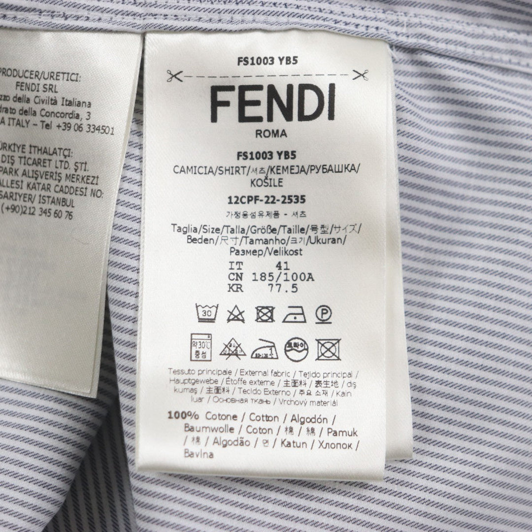 FENDI Long sleeve shirt FS1003 Main: 100% cotton Black White mens 41 Used Authentic