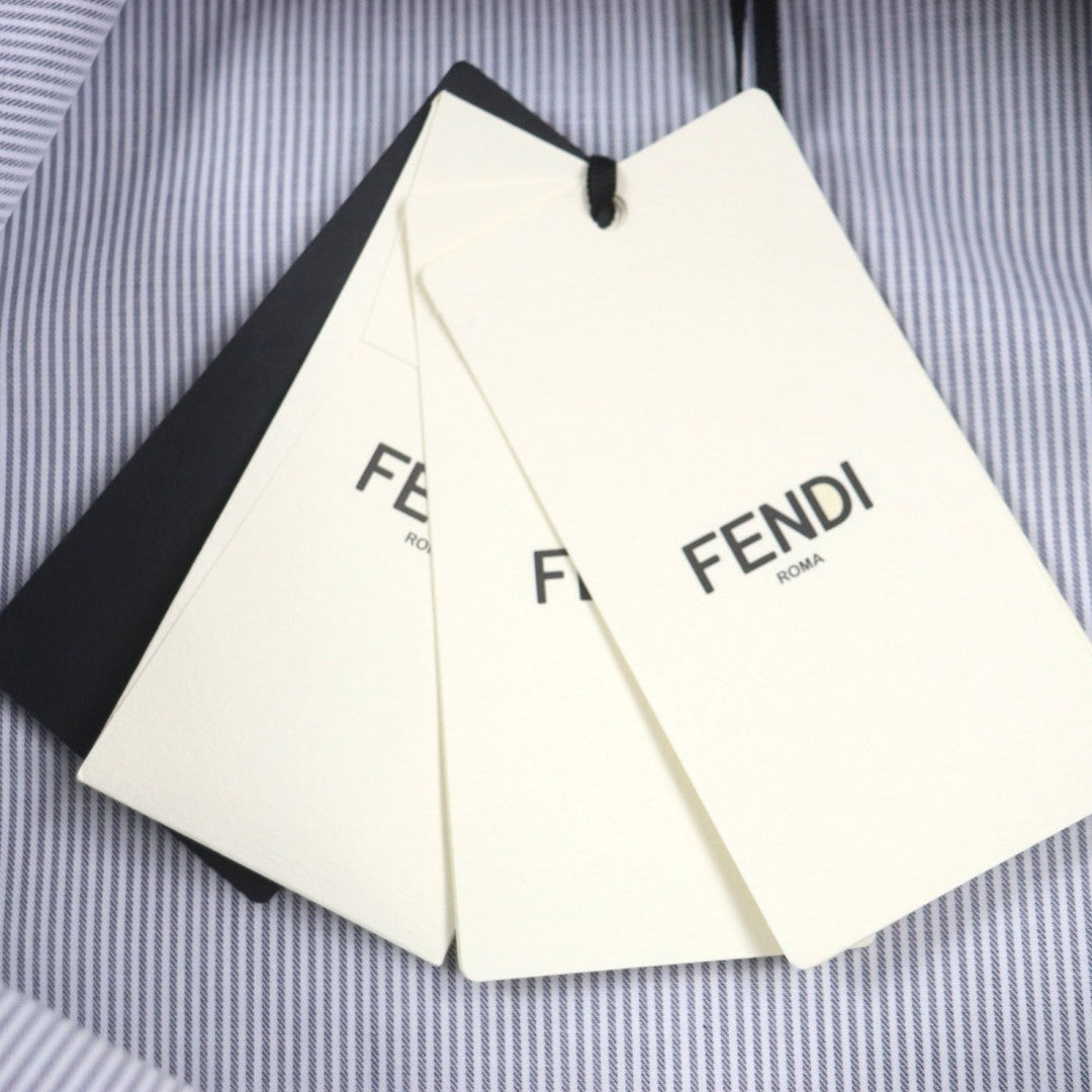 FENDI Long sleeve shirt FS1003 Main: 100% cotton Black White mens 41 Used Authentic