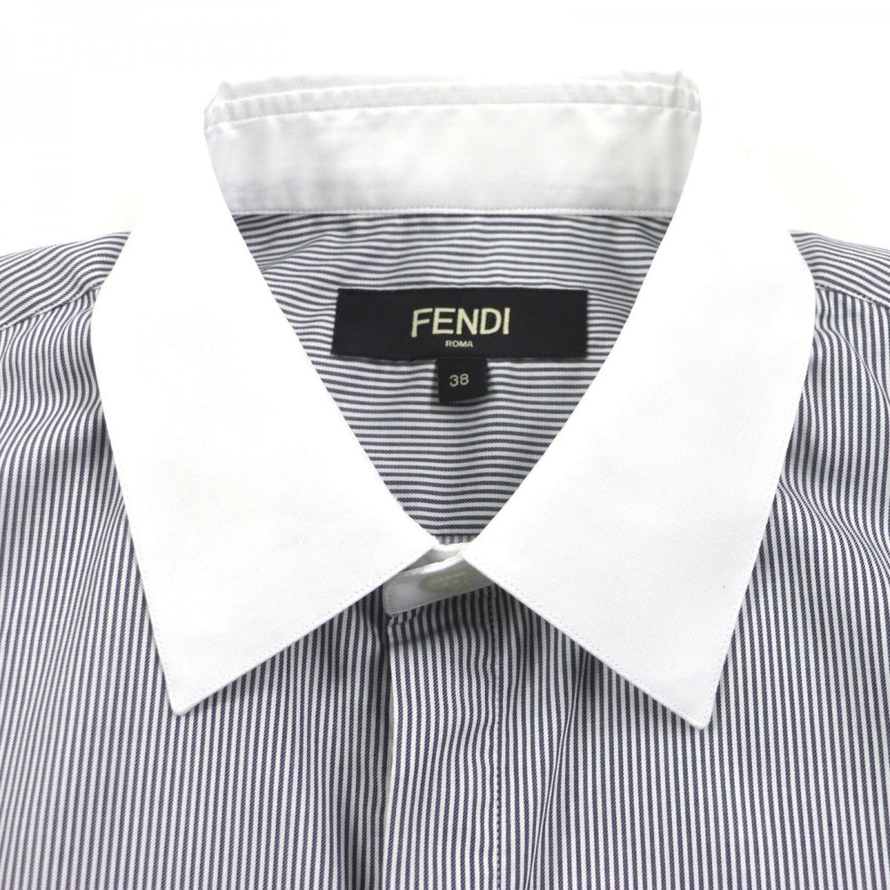 FENDI Long sleeve shirt FS1003 Main: 100% cotton Black White mens 38 Used Authentic