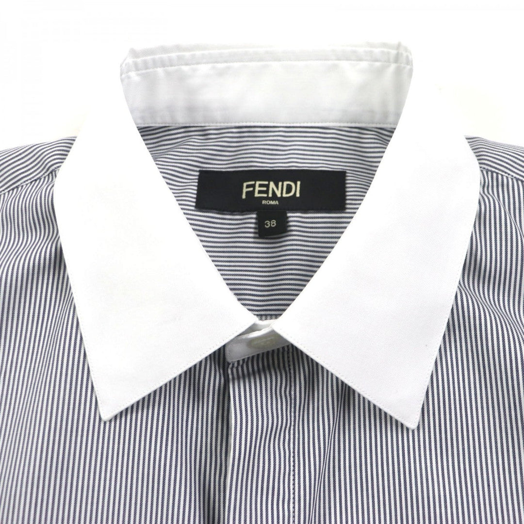 FENDI Long sleeve shirt FS1003 Main: 100% cotton Black White mens 38 Used Authentic