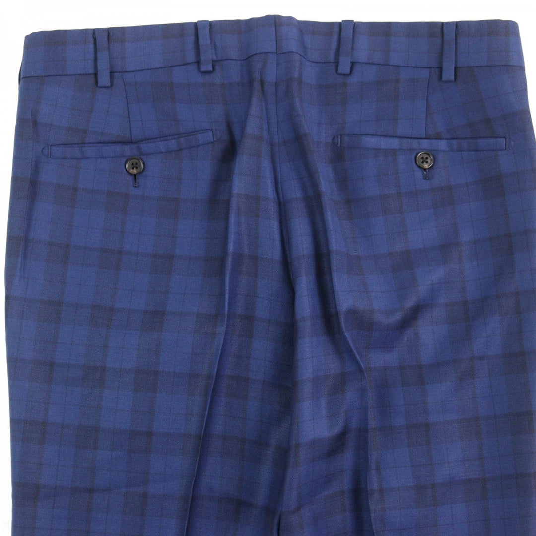 HERMES suit Outer: 100% wool, Lining: 100% cupra Blue type Check Pattern mens 44 Used Authentic