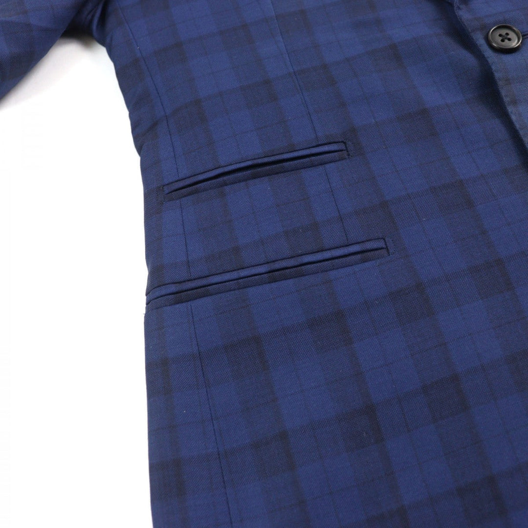 HERMES suit Outer: 100% wool, Lining: 100% cupra Blue type Check Pattern mens 44 Used Authentic