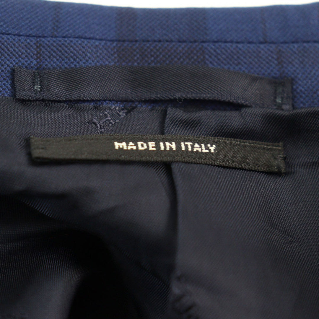 HERMES suit Outer: 100% wool, Lining: 100% cupra Blue type Check Pattern mens 44 Used Authentic